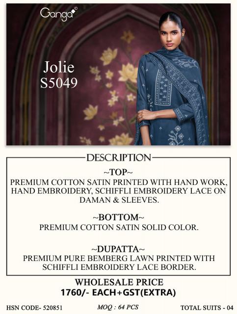 Ganga jolie 5049 miraan cotton dress material wholesale